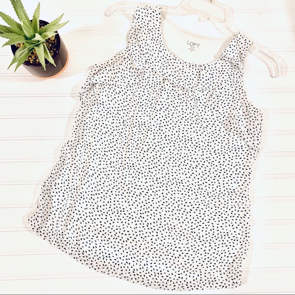 LOFT Blouse sleeveless Ruffle Birds - Picture 1 of 5